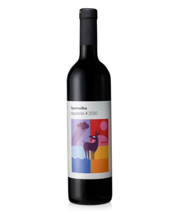 cyprus armonia red dry wine label of christoudia winery