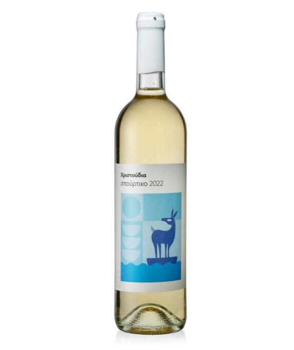 cyprus spourtiko white dry wine label of christoudia winery